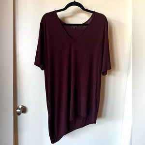 Universal Standard “Genevette” Liquid Jersey V-Neck Top in Black Cherry